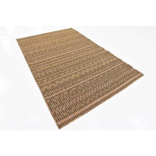  Unique Loom Outdoor Collection Watercolor Abstract Transitional Indoor and Outdoor Multi Square Rug (6 x 6)