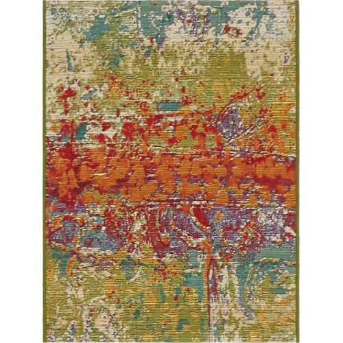  Unique Loom Outdoor Collection Watercolor Abstract Transitional Indoor and Outdoor Multi Square Rug (6 x 6)