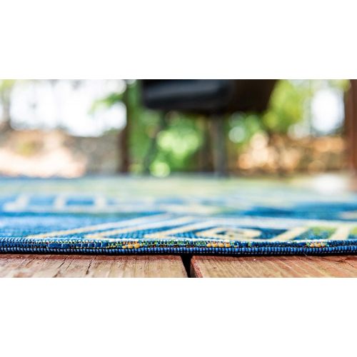  Unique Loom Outdoor Collection Watercolor Abstract Transitional Indoor and Outdoor Multi Square Rug (6 x 6)