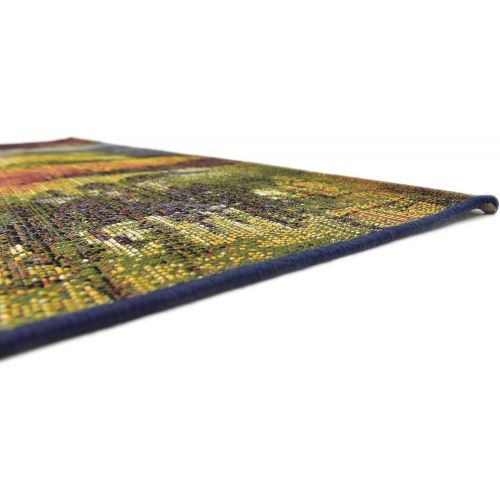  Unique Loom Outdoor Collection Watercolor Abstract Transitional Indoor and Outdoor Multi Square Rug (6 x 6)