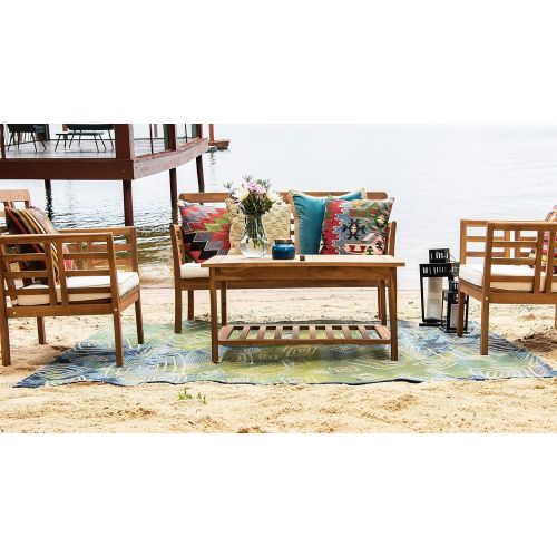  Unique Loom Outdoor Collection Watercolor Abstract Transitional Indoor and Outdoor Multi Square Rug (6 x 6)