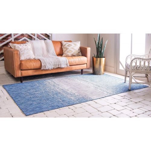  Unique Loom Outdoor Collection Watercolor Abstract Transitional Indoor and Outdoor Multi Square Rug (6 x 6)