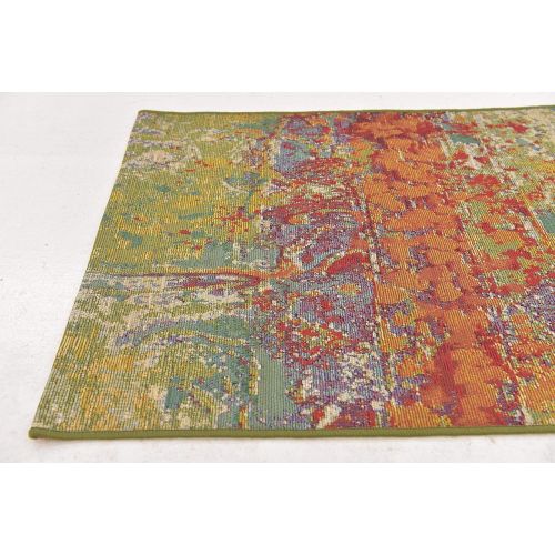  Unique Loom Outdoor Collection Watercolor Abstract Transitional Indoor and Outdoor Multi Square Rug (6 x 6)