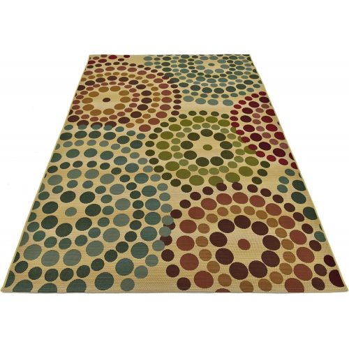  Unique Loom Outdoor Collection Watercolor Abstract Transitional Indoor and Outdoor Multi Square Rug (6 x 6)