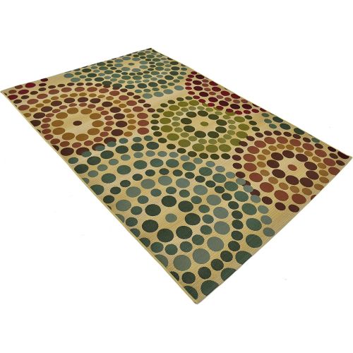  Unique Loom Outdoor Collection Watercolor Abstract Transitional Indoor and Outdoor Multi Square Rug (6 x 6)