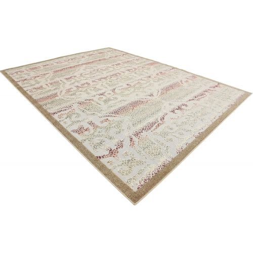  Unique Loom Outdoor Collection Watercolor Abstract Transitional Indoor and Outdoor Multi Square Rug (6 x 6)