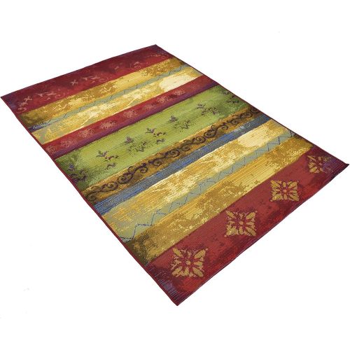  Unique Loom Outdoor Collection Watercolor Abstract Transitional Indoor and Outdoor Multi Square Rug (6 x 6)