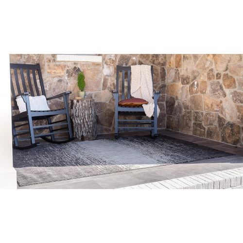  Unique Loom Outdoor Collection Watercolor Abstract Transitional Indoor and Outdoor Multi Square Rug (6 x 6)