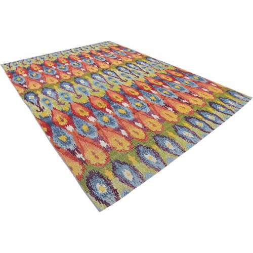  Unique Loom Outdoor Collection Watercolor Abstract Transitional Indoor and Outdoor Multi Square Rug (6 x 6)