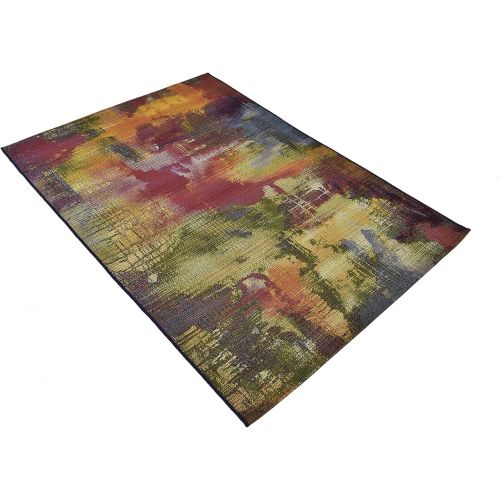  Unique Loom Outdoor Collection Watercolor Abstract Transitional Indoor and Outdoor Multi Square Rug (6 x 6)