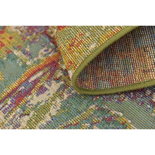  Unique Loom Outdoor Collection Watercolor Abstract Transitional Indoor and Outdoor Multi Square Rug (6 x 6)