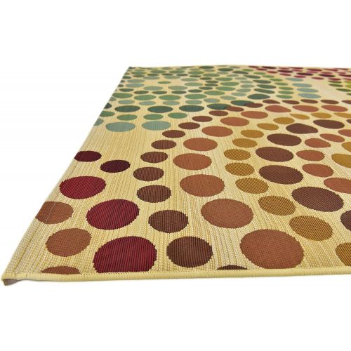  Unique Loom Outdoor Collection Watercolor Abstract Transitional Indoor and Outdoor Multi Square Rug (6 x 6)