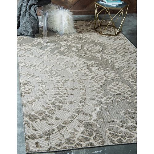  Unique Loom Outdoor Collection Watercolor Abstract Transitional Indoor and Outdoor Multi Square Rug (6 x 6)