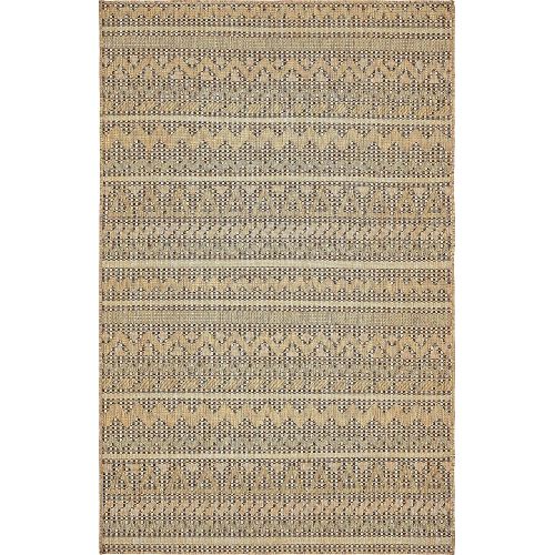  Unique Loom Outdoor Collection Watercolor Abstract Transitional Indoor and Outdoor Multi Square Rug (6 x 6)