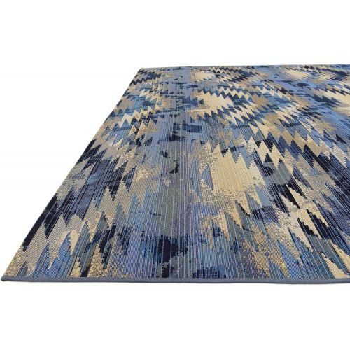  Unique Loom Outdoor Collection Watercolor Abstract Transitional Indoor and Outdoor Multi Square Rug (6 x 6)