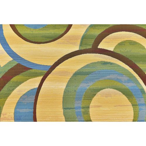  Unique Loom Outdoor Collection Watercolor Abstract Transitional Indoor and Outdoor Multi Square Rug (6 x 6)