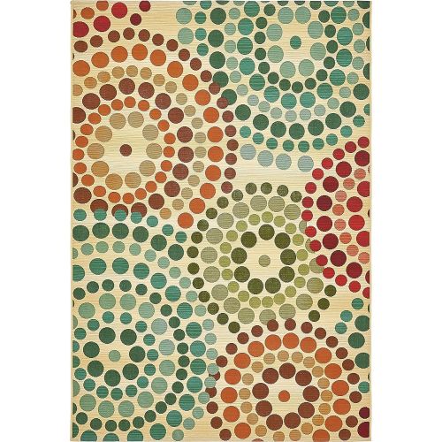  Unique Loom Outdoor Collection Watercolor Abstract Transitional Indoor and Outdoor Multi Square Rug (6 x 6)