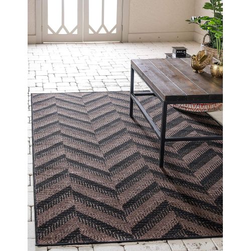  Unique Loom Outdoor Collection Watercolor Abstract Transitional Indoor and Outdoor Multi Square Rug (6 x 6)