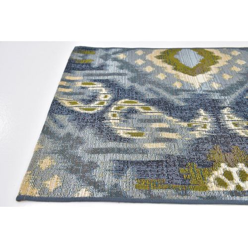  Unique Loom Outdoor Collection Watercolor Abstract Transitional Indoor and Outdoor Multi Square Rug (6 x 6)