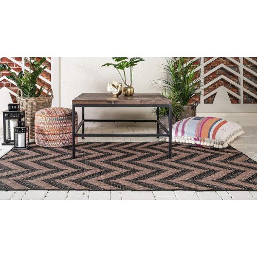  Unique Loom Outdoor Collection Watercolor Abstract Transitional Indoor and Outdoor Multi Square Rug (6 x 6)