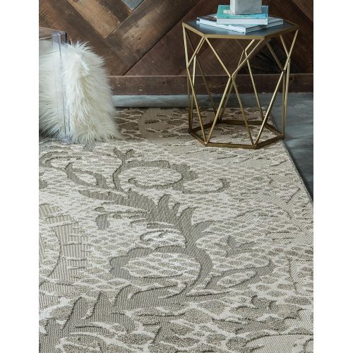  Unique Loom Outdoor Collection Watercolor Abstract Transitional Indoor and Outdoor Multi Square Rug (6 x 6)