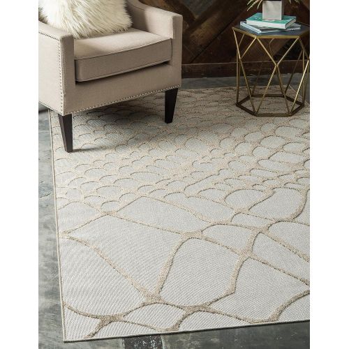  Unique Loom Outdoor Collection Watercolor Abstract Transitional Indoor and Outdoor Multi Square Rug (6 x 6)