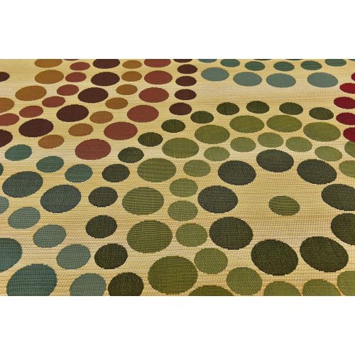  Unique Loom Outdoor Collection Watercolor Abstract Transitional Indoor and Outdoor Multi Square Rug (6 x 6)