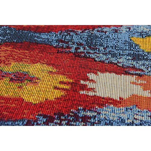  Unique Loom Outdoor Collection Watercolor Abstract Transitional Indoor and Outdoor Multi Square Rug (6 x 6)