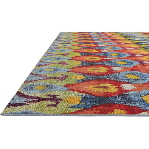  Unique Loom Outdoor Collection Watercolor Abstract Transitional Indoor and Outdoor Multi Square Rug (6 x 6)