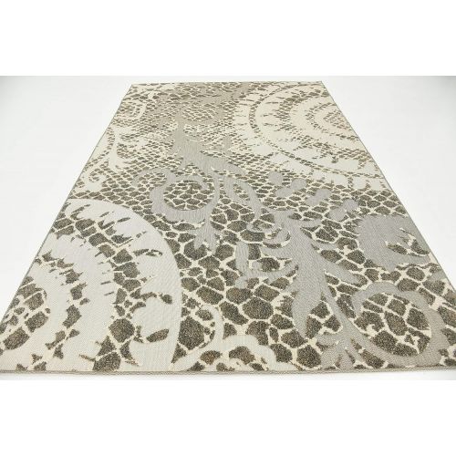  Unique Loom Outdoor Collection Watercolor Abstract Transitional Indoor and Outdoor Multi Square Rug (6 x 6)