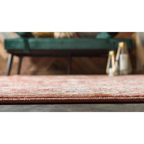  Unique Loom Oslo Collection Distressed Botanical Tradtional Brick Red Area Rug (5 x 8)