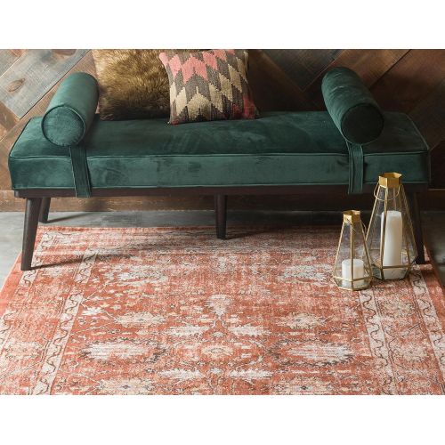  Unique Loom Oslo Collection Distressed Botanical Tradtional Brick Red Area Rug (5 x 8)