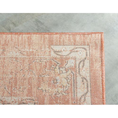  Unique Loom Oslo Collection Distressed Botanical Tradtional Brick Red Area Rug (5 x 8)