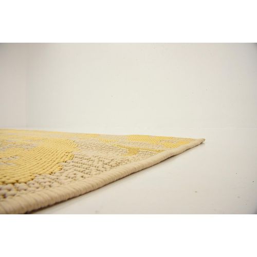  Unique Loom Outdoor Collection Floral Abstract Indoor and Outdoor Transitional Yellow Area Rug (5 x 8)