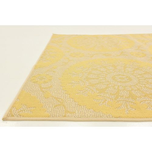  Unique Loom Outdoor Collection Floral Abstract Indoor and Outdoor Transitional Yellow Area Rug (5 x 8)