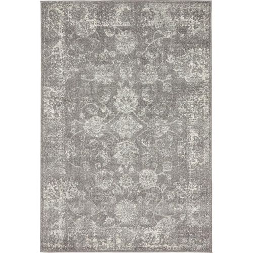  Unique Loom Tradition Collection Botanical Classic Dark Gray Square Rug (8 x 8)