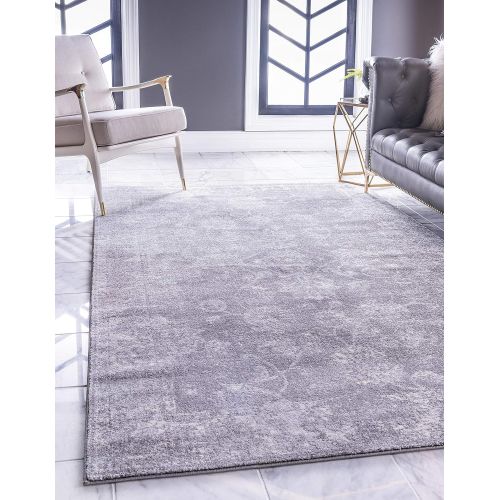  Unique Loom Tradition Collection Botanical Classic Dark Gray Square Rug (8 x 8)