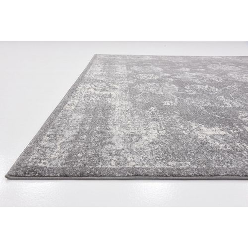  Unique Loom Tradition Collection Botanical Classic Dark Gray Square Rug (8 x 8)