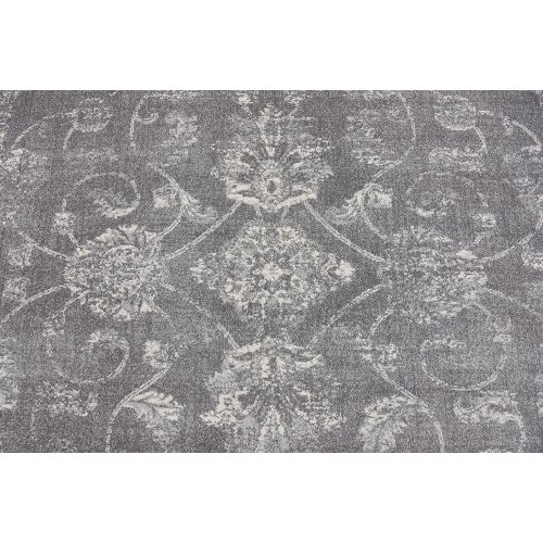  Unique Loom Tradition Collection Botanical Classic Dark Gray Square Rug (8 x 8)