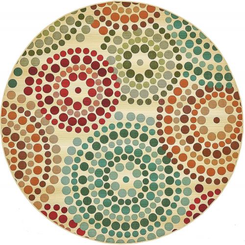  Unique Loom Outdoor Collection Abstract Transitional Indoor and Outdoor Blue Round Rug (8 x 8)