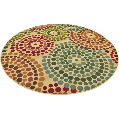  Unique Loom Outdoor Collection Abstract Circles Transitional Indoor and Outdoor Light Blue Round Rug (8 x 8)