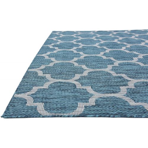  Unique Loom Outdoor Collection Casual Moroccan Lattice Geometric Black Area Rug (5 x 8)