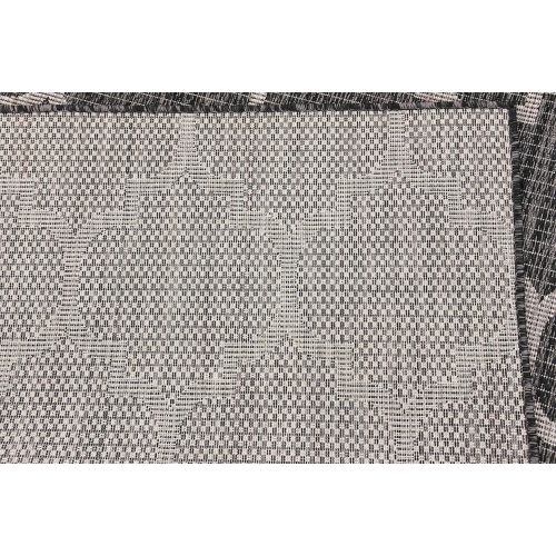  Unique Loom Outdoor Collection Casual Moroccan Lattice Geometric Black Area Rug (5 x 8)