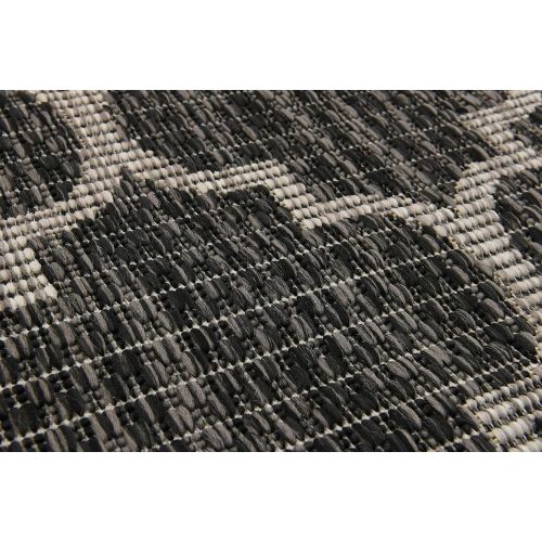  Unique Loom Outdoor Collection Casual Moroccan Lattice Geometric Black Area Rug (5 x 8)