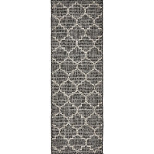  Unique Loom Outdoor Collection Casual Moroccan Lattice Geometric Black Area Rug (5 x 8)