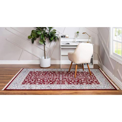  Unique Loom Narenj Collection Classic Traditional Repeating Pattern Burgundy Area Rug (5 x 8)