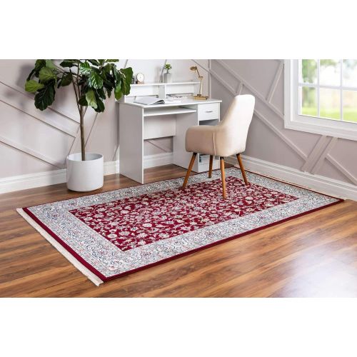  Unique Loom Narenj Collection Classic Traditional Repeating Pattern Burgundy Area Rug (5 x 8)