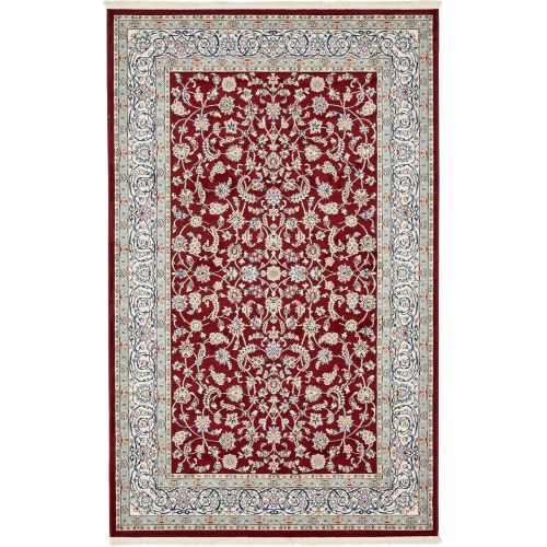  Unique Loom Narenj Collection Classic Traditional Repeating Pattern Burgundy Area Rug (5 x 8)