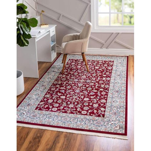  Unique Loom Narenj Collection Classic Traditional Repeating Pattern Burgundy Area Rug (5 x 8)