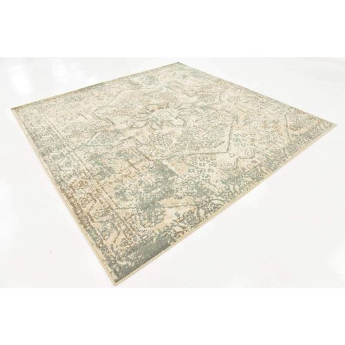  Unique Loom Tuareg Collection Vintage Distressed Traditional Cream Square Rug (8 x 8)